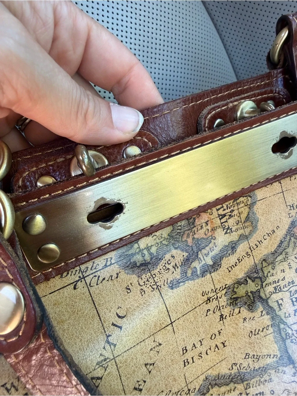 Patricia Nash Vintage Inspired  Bag Wallet Set Leather European Map SatchelPurse
